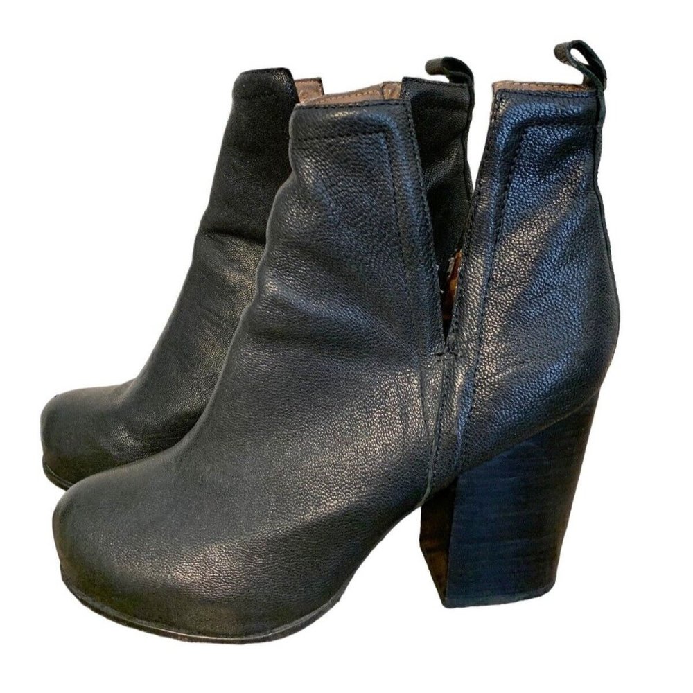Jeffrey Campbell Oshea Black Leather Heeled Split Open Side Ankle Boots Size 9M
